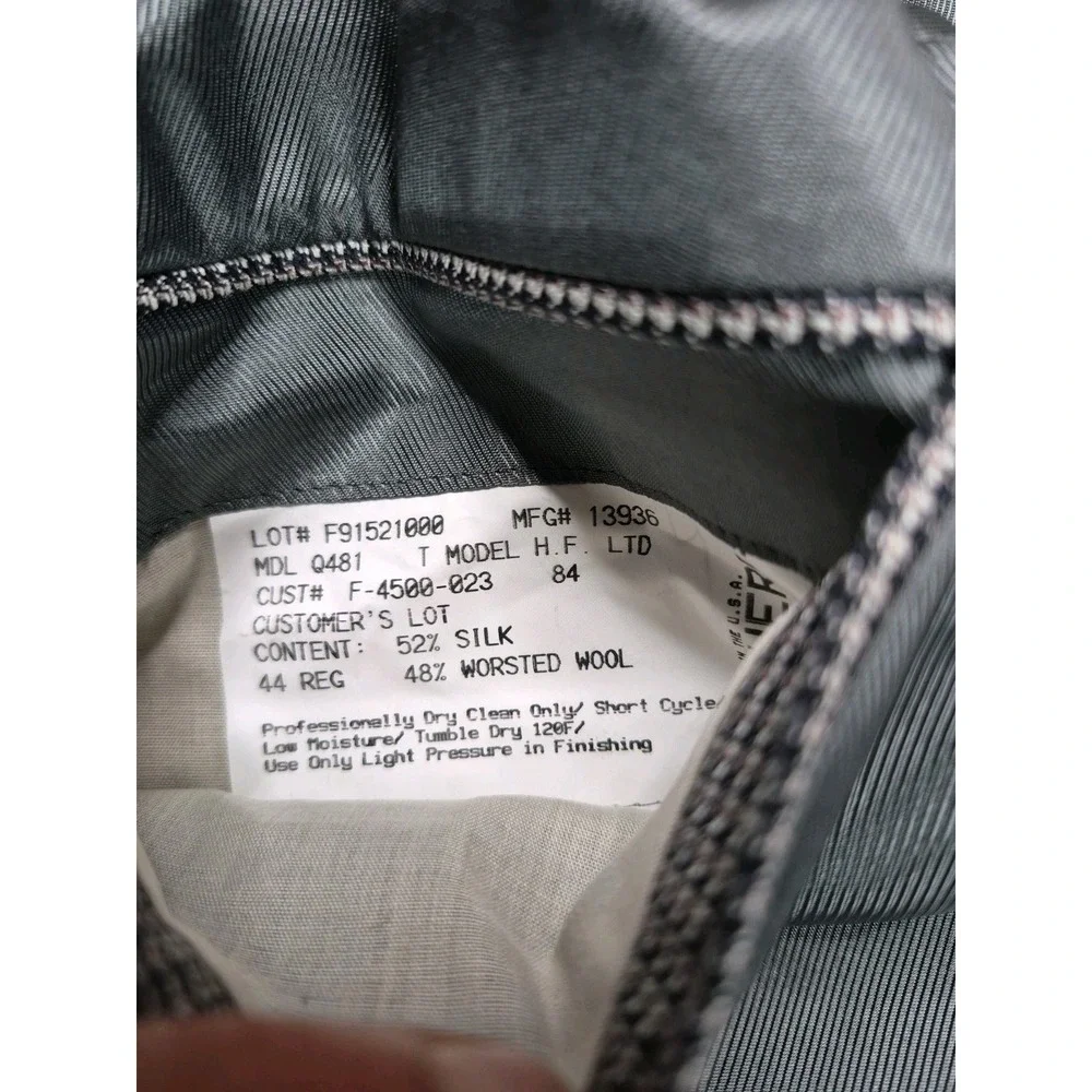 Hickey Freeman Mens 44R Wool Silk Sport Coat Navy Multi Geometric USA Q481